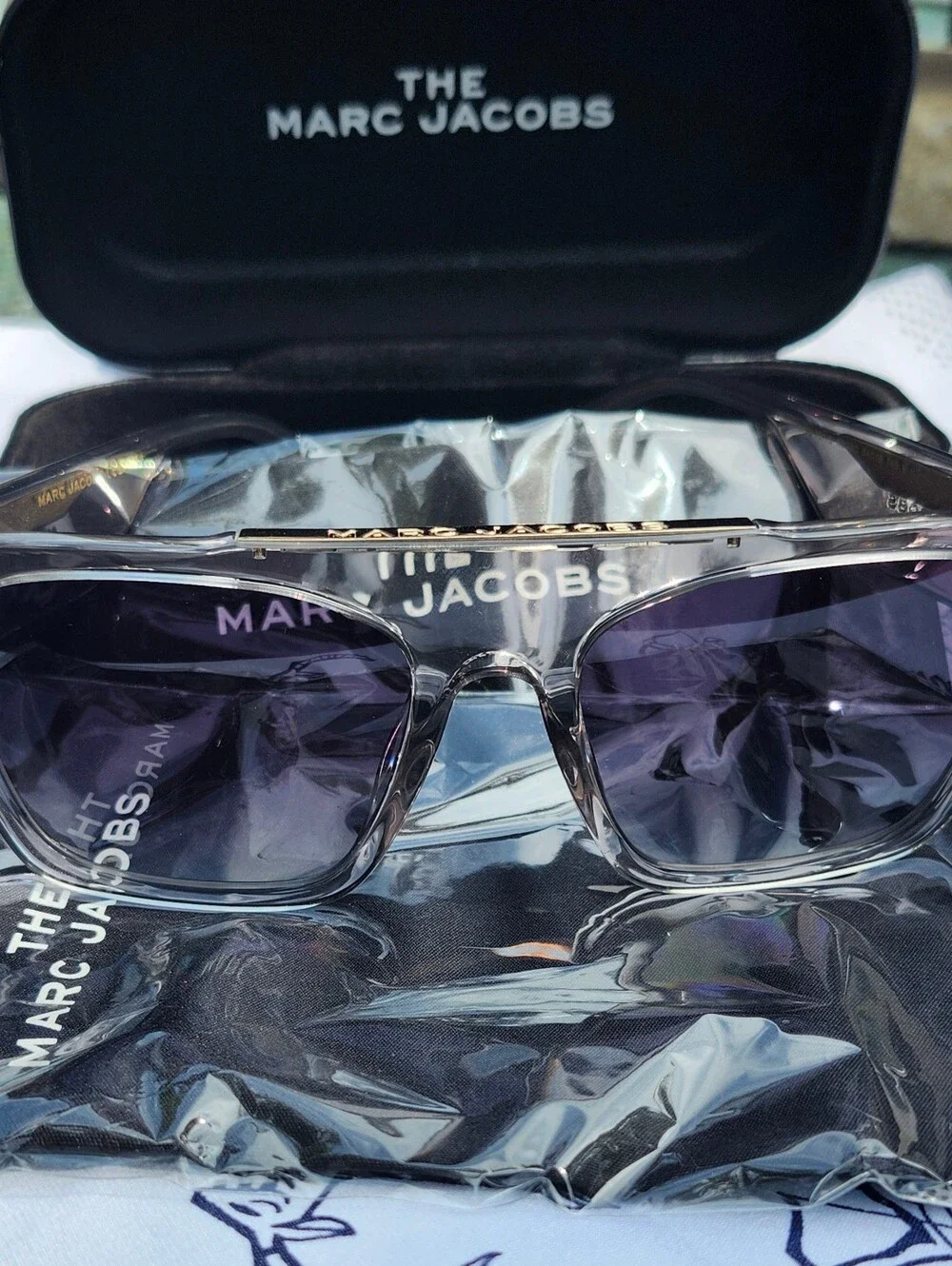 Marc Jacobs Translucent Lilac Frame Sunglasses with Gold Trim